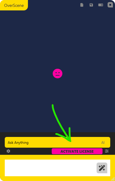 OverScene Main window before activation