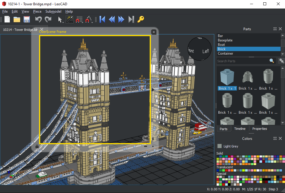 Positioning OverScene Frame, here over LeoCAD
